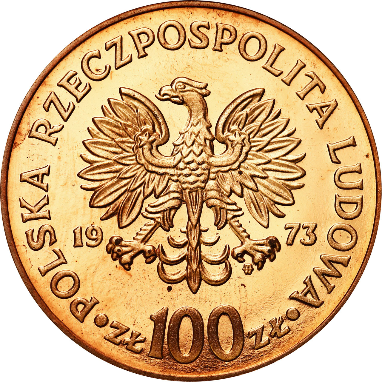 PRL. PRÓBA miedź 100 złotych 1973 Kopernik, stempel lustrzany – RZADKOŚĆ c. a.